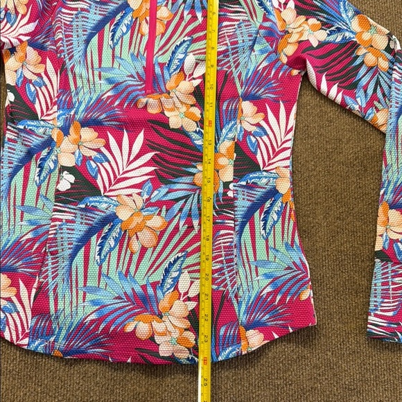 Tommy Bahama Golf & Tennis Womens Small 1/4 Zip Pullover FloralTextured - Picture 3 of 7